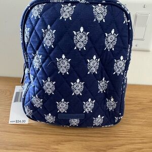 Vera Bradley Blue Quilted Backpack with White Turtle Design